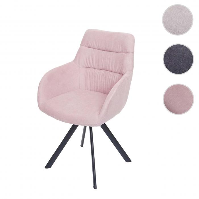 Esszimmerstuhl HWC-J69, Küchenstuhl Stuhl mit Heute-Wohnen Armlehne, drehbar rosa von Auto-Position, Samt 