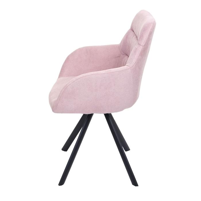 6er-Set Esszimmerstuhl HWC-J69, Küchenstuhl Stuhl mit Armlehne, drehbar  Auto-Position, Samt ~ rosa von Heute-Wohnen