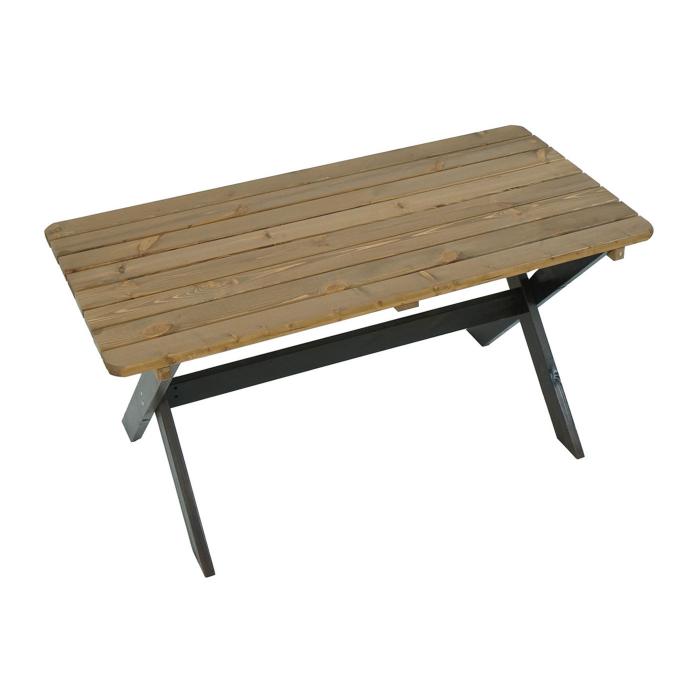 Tisch HWC-J83, Gartentisch Holztisch, Massiv-Holz FSC-zertifiziert 149cm ~  braun, Kiefer dunkelbraun von Heute-Wohnen