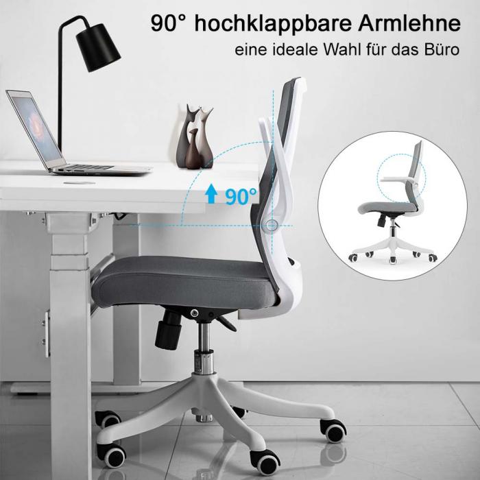 Moderner Bürostuhl HWC-J88, Schreibtischstuhl, ergonomisch atmungsaktiv,  Taillenstütze, anhebbare Armlehne ~ grau von Heute-Wohnen