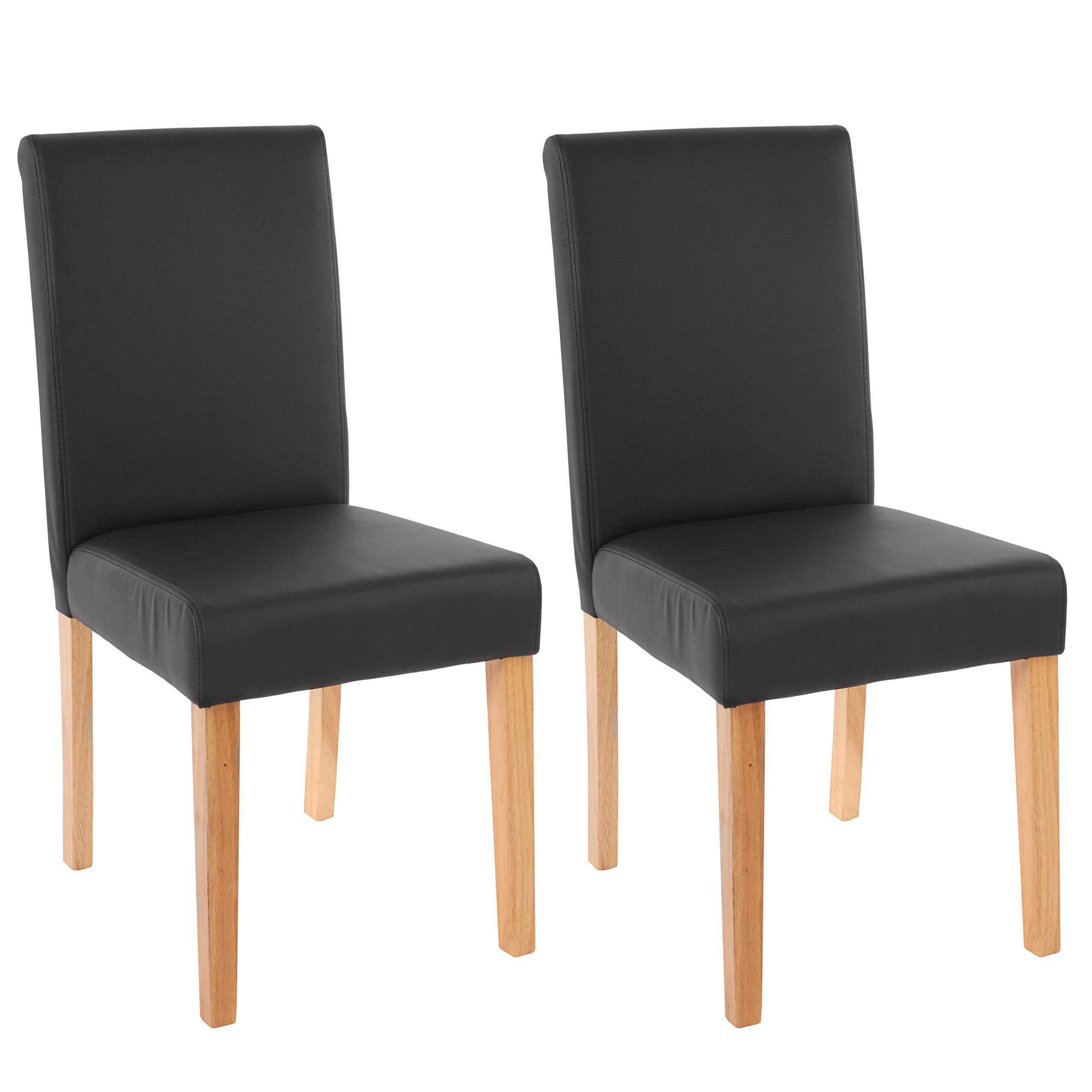 2x Esszimmerstuhl Stuhl Küchenstuhl Littau Kunstleder, schwarz matt, helle  Beine | Swisshandel24