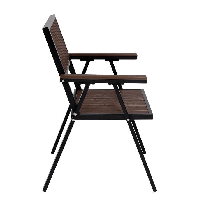 2er-Set Gartenstuhl HWC-J95, Balkonstuhl Stuhl, Outdoor-Beschichtung,  Aluminium Polywood ~ Gestell schwarz, dunkelbraun von Heute-Wohnen