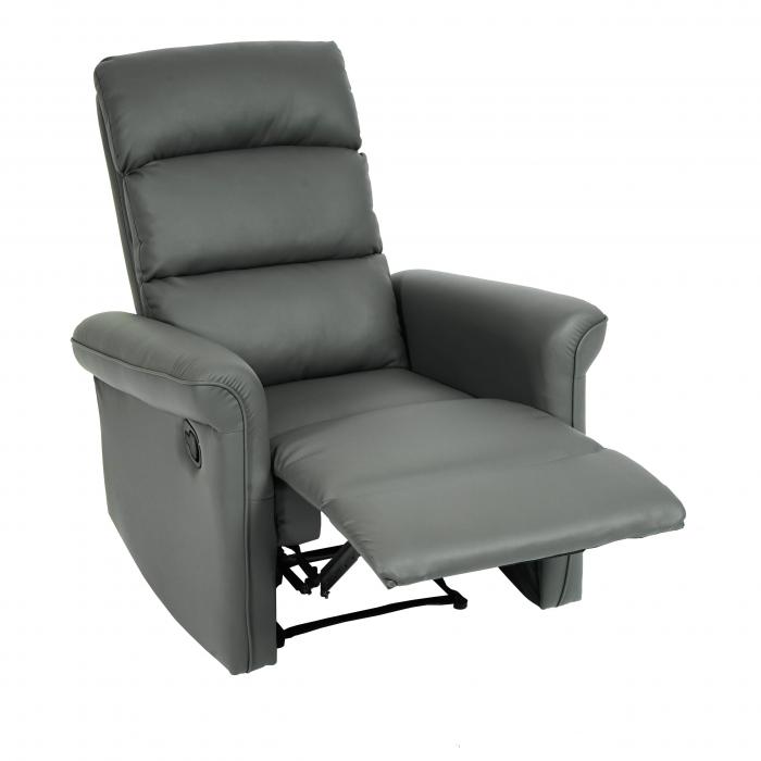 Fernsehsessel HWC-J96, Relaxsessel Sessel Liegesessel, Liegefunktion  verstellbar Kunstleder ~ grau von Heute-Wohnen