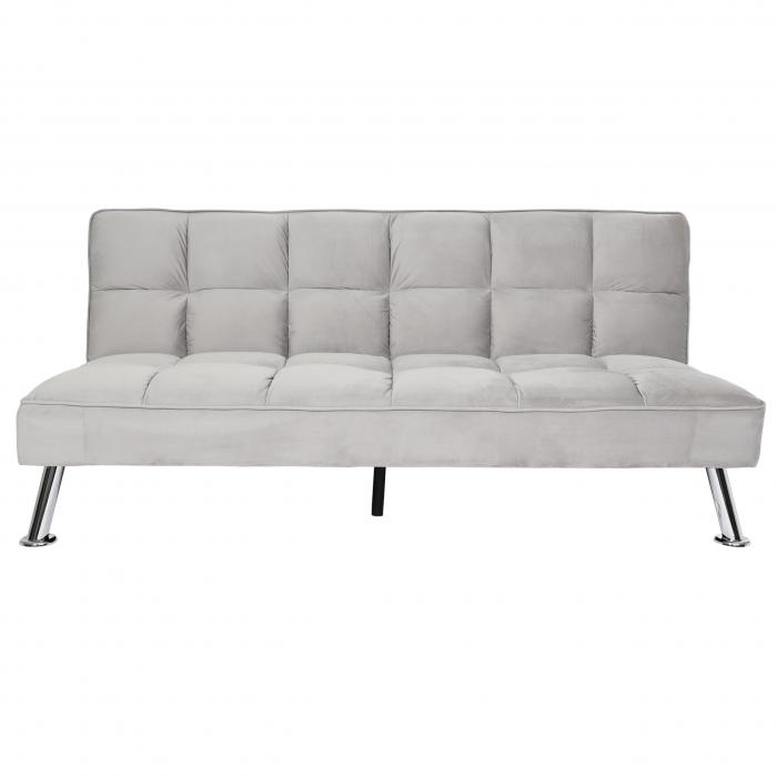 Sofa HWC-K21, Klappsofa Couch Schlafsofa, Nosagfederung Schlaffunktion  Liegefläche 187x107cm ~ Samt, grau von Heute-Wohnen