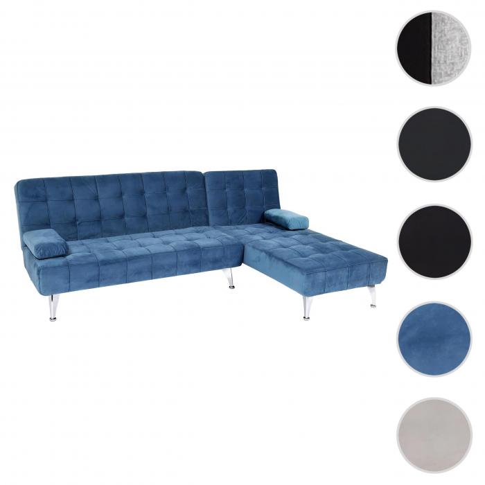 Schlafsofa HWC-K22, Couch Ecksofa Sofa, Liegefläche links/rechts  Schlaffunktion 236cm ~ Samt blau von Heute-Wohnen
