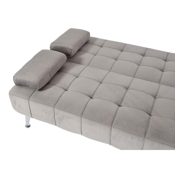 Schlafsofa HWC-K22, Couch Ecksofa Sofa, Liegefläche links/rechts  Schlaffunktion 236cm ~ Samt grau von Heute-Wohnen