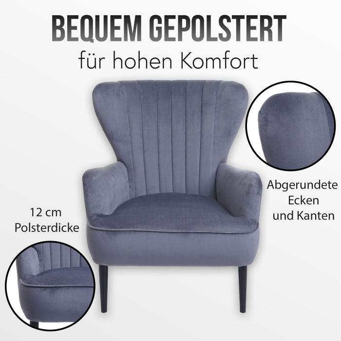 Lounge-Sessel HWC-K37, Cocktailsessel Polstersessel Sessel, Samt ~ taupe  von Heute-Wohnen