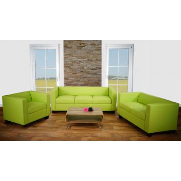 3-2-1 Sofagarnitur Couchgarnitur Loungesofa Lille ~ Kunstleder, hellgrn