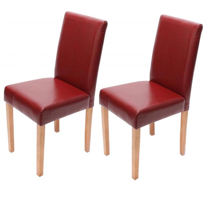 6er-Set Esszimmerstuhl Stuhl Küchenstuhl Littau ~ Kunstleder, rot, helle  Beine von Heute-Wohnen