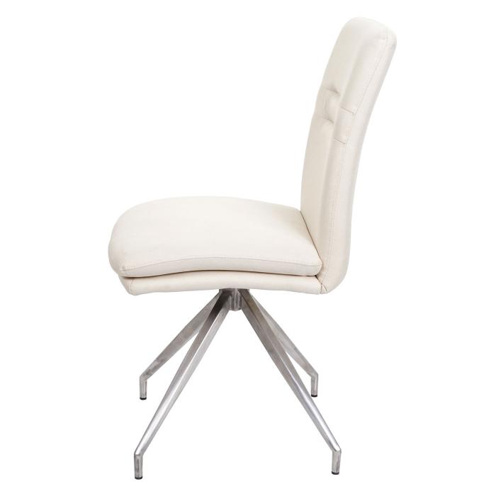 Esszimmerstuhl Stuhl, von Heute-Wohnen gebürstet ~ HWC-H70, creme-beige Stoff/Textil Küchenstuhl Edelstahl 2er-Set Lehnstuhl