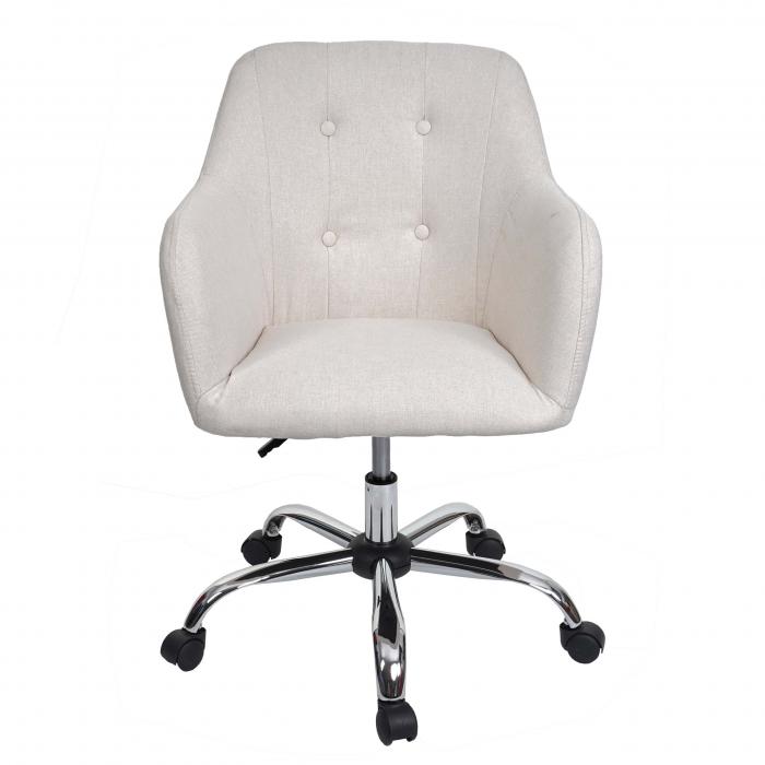Bürostuhl HWC-K54, Drehstuhl Schreibtischstuhl Lehnstuhl Stuhl,  Stoff/Textil mit Armlehne ~ creme von Heute-Wohnen