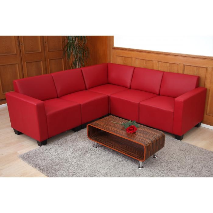 Modular Sofa-System Couch-Garnitur Lyon 5, Kunstleder ~ rot von Heute-Wohnen