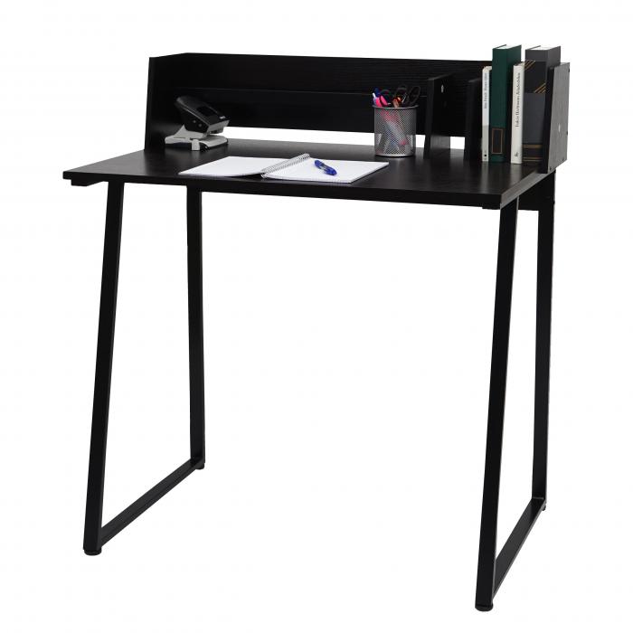 Schreibtisch HWC-K69, Laptoptisch Bürotisch, 82x51cm 3D-Struktur, Metall  MDF ~ schwarz von Heute-Wohnen