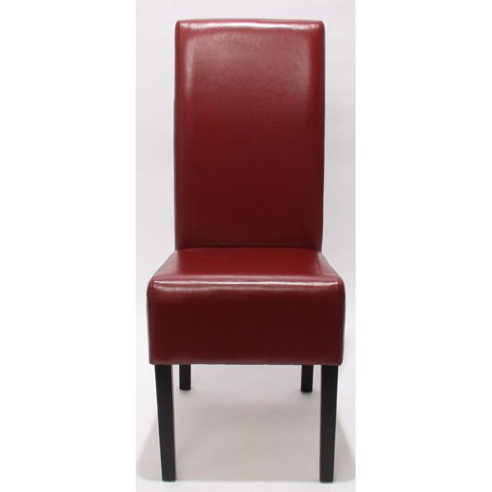6er-Set Esszimmerstuhl Küchenstuhl Stuhl Latina, LEDER ~ rot, dunkle Beine  von Heute-Wohnen