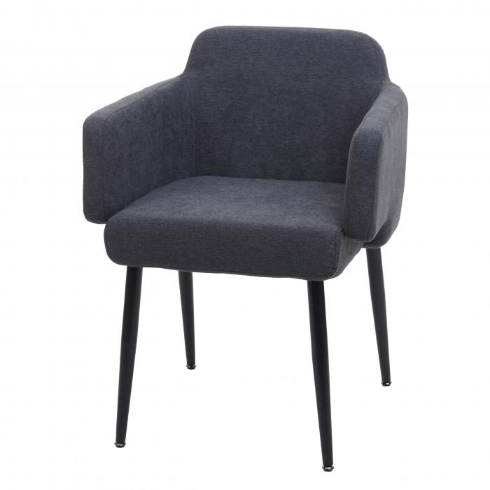 Esszimmerstuhl HWC-L13, Polsterstuhl Küchenstuhl Stuhl mit Armlehne,  Stoff/Textil Metall ~ anthrazit von Heute-Wohnen