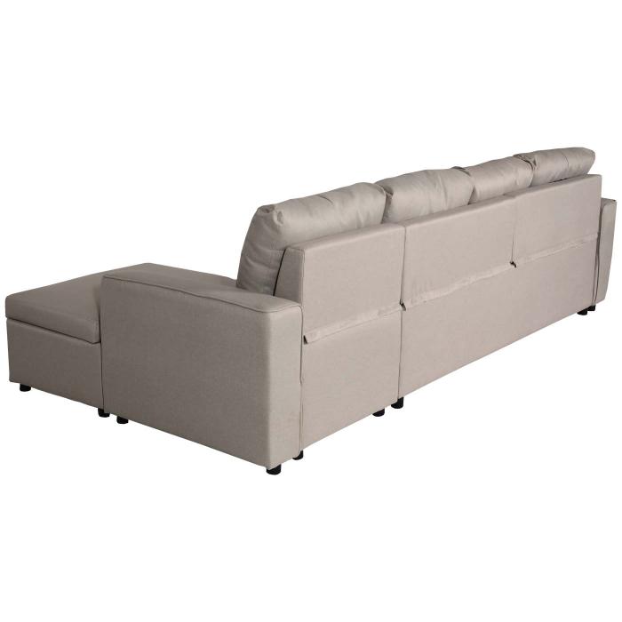 Ecksofa mit Bettkasten HWC-L16, Couch Sofa L-Form, Liegefläche links/rechts  Nosagfederung Stoff/Textil 290cm ~ beige von Heute-Wohnen