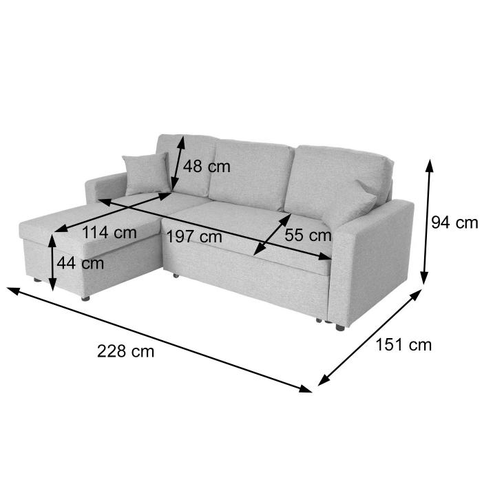 B-Ware (Fuß abgebrochen SK3) | Ecksofa mit Bettkasten HWC-L17, Couch Sofa L-Form,  Liegefläche Nosagfederung von Heute-Wohnen