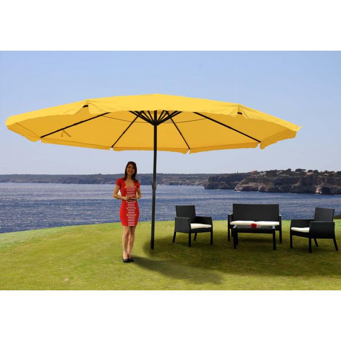 Sonnenschirm Meran Pro, Gastronomie Marktschirm mit Volant Ø 5m  Polyester/Alu 28kg ~ gelb ohne Ständer von Heute-Wohnen