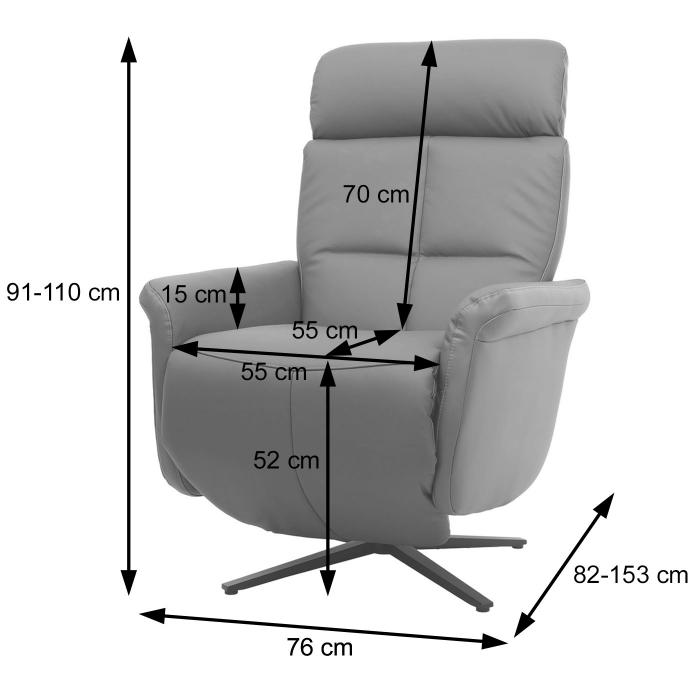 Relaxsessel HWC-L10, Design Fernsehsessel TV-Sessel Liegesessel,  Liegefunktion drehbar, Voll-Leder ~ grau von Heute-Wohnen
