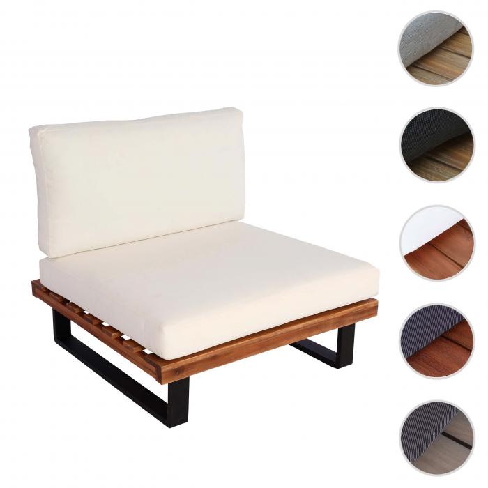 Lounge-Sessel HWC-H54, Garten-Sessel, Spun Poly Akazie Holz  FSC-zertifiziert Aluminium ~ braun, Polster cremeweiß von Heute-Wohnen