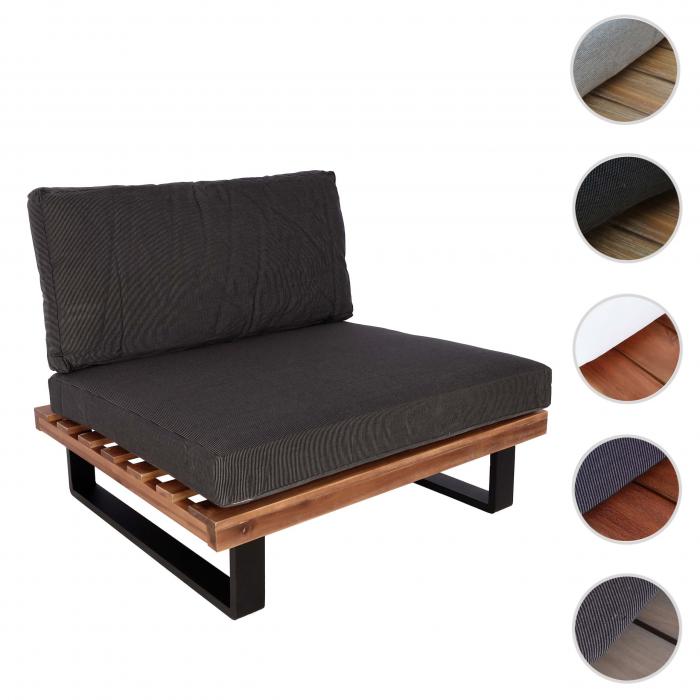 Lounge-Sessel HWC-H54, Garten-Sessel, Spun Poly Akazie Holz  MVG-zertifiziert Aluminium ~ braun, Polster dunkelgrau von Heute-Wohnen