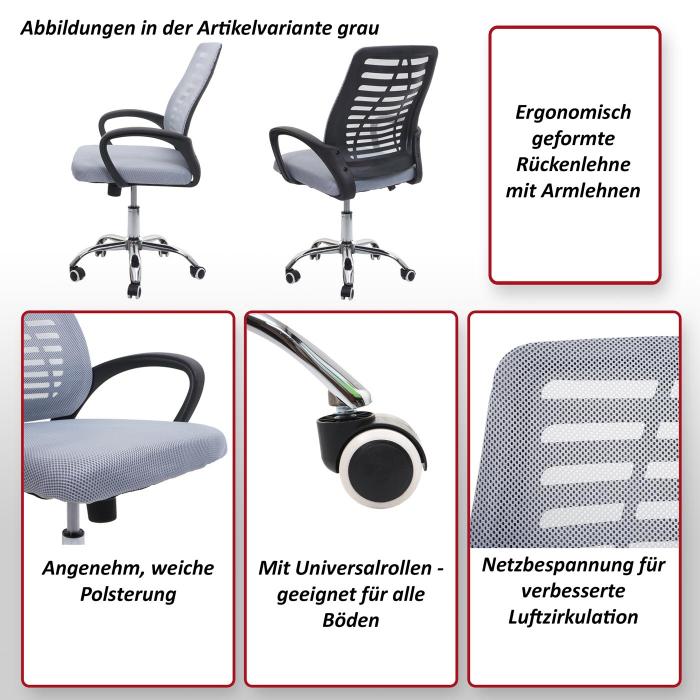 Bürostuhl HWC-L44, Schreibtischstuhl Computerstuhl, ergonomische  Rückenlehne, Netzbezug Stoff/Textil ~ grau von Heute-Wohnen