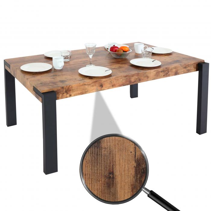 Esstisch HWC-L53, Tisch Küchentisch Esszimmertisch, Industrial Metall  140x80cm ~ dunkle Wildeiche von Heute-Wohnen