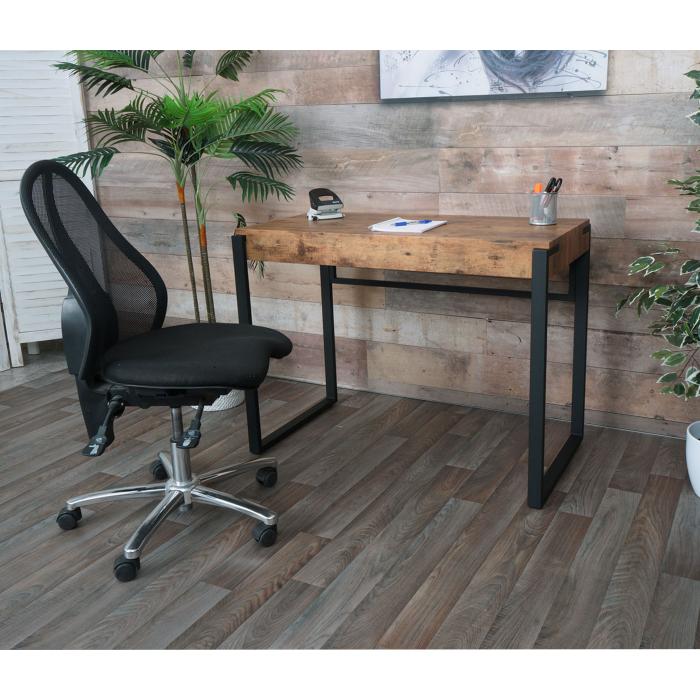 Schreibtisch HWC-L53, Bürotisch Computertisch Arbeitstisch, Metall 100x54cm  ~ dunkle Wildeiche von Heute-Wohnen