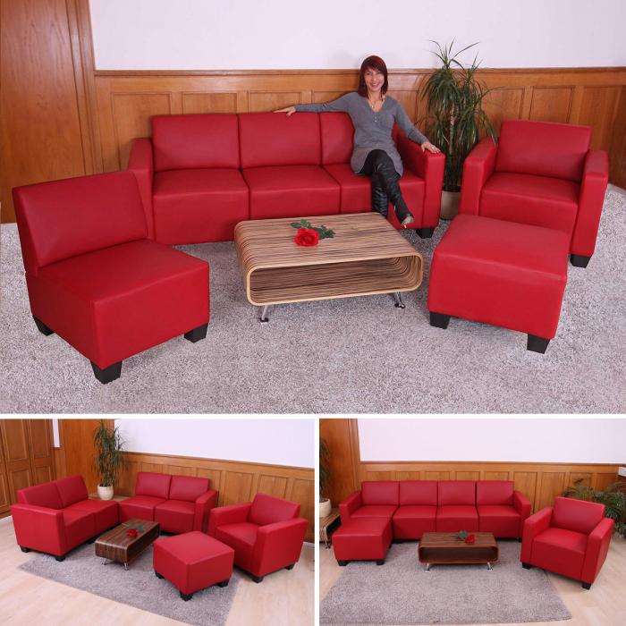 Modular Sofa-System Couch-Garnitur Lyon 3-1-1-1, Kunstleder ~ rot von  Heute-Wohnen