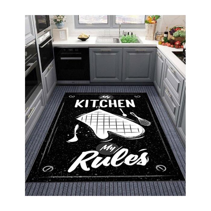 Teppich & Läufer Küche My Kitchen My Rules Flach 11x Größen Schwarz 8mm  HLO-JE52 ~ 120x170 cm (2,04m²) von Heute-Wohnen