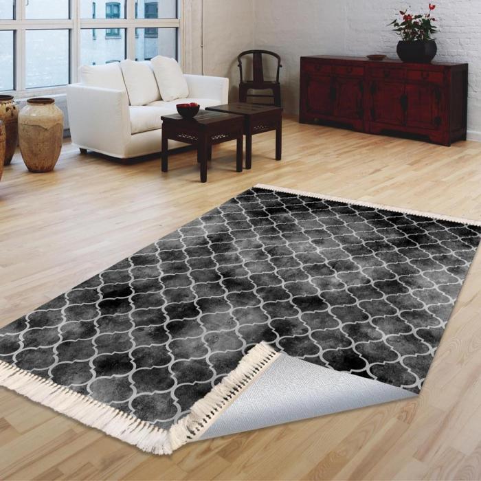 Teppich & Läufer Soft Karo Flach 6x Größen Anthrazit 6mm HLO-JE2 ~ 80x150  cm (1,20m²) von Heute-Wohnen