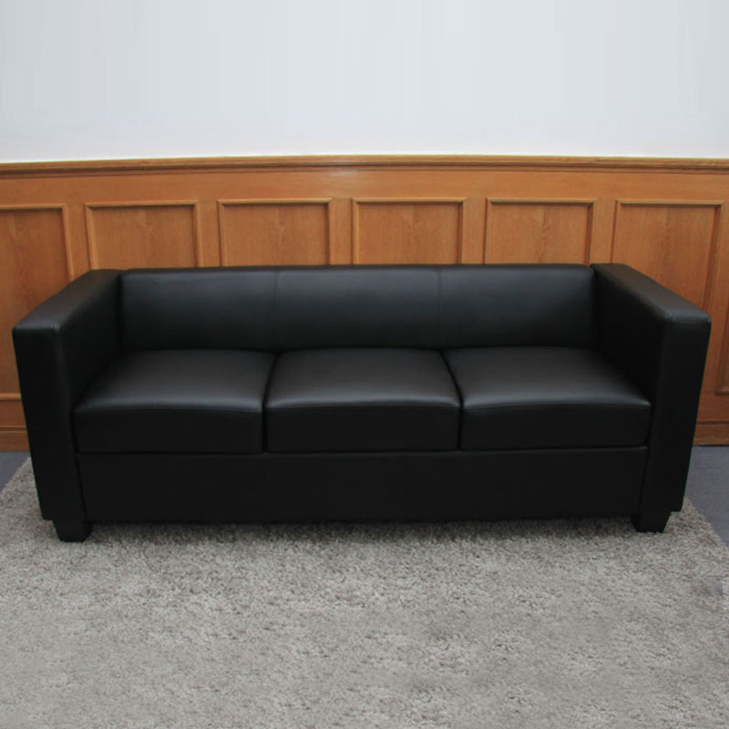 3er Sofa Couch Loungesofa Lille ~ Kunstleder, schwarz von Heute-Wohnen