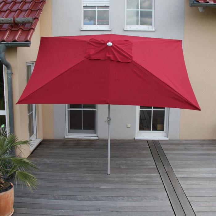 Sonnenschirm N23, Gartenschirm, 2x3m rechteckig neigbar, Polyester/Alu  4,5kg UV-Schutz 50+ ~ bordeaux von Heute-Wohnen