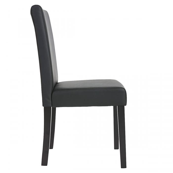 4er-Set Esszimmerstuhl Stuhl Küchenstuhl Littau ~ Kunstleder, schwarz matt,  dunkle Beine von Heute-Wohnen