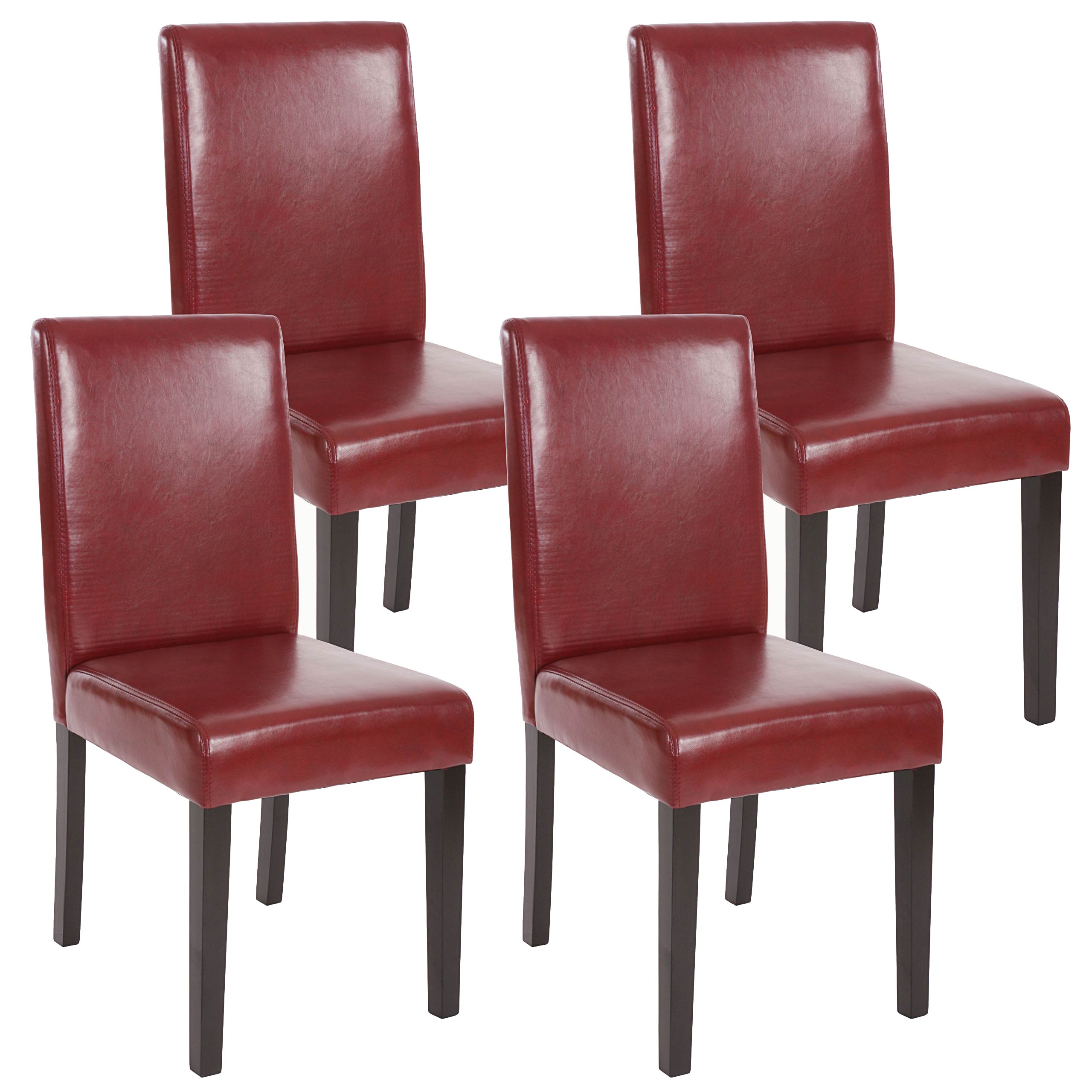 4x Esszimmerstuhl Stuhl Küchenstuhl Littau ~ Kunstleder, rot-braun, dunkle  Beine von Heute-Wohnen