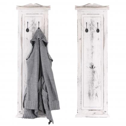 2er-Set Garderobe T33, Wandgarderobe Garderobenpaneel, Wandhaken Holz 109x28x4cm ~ wei shabby