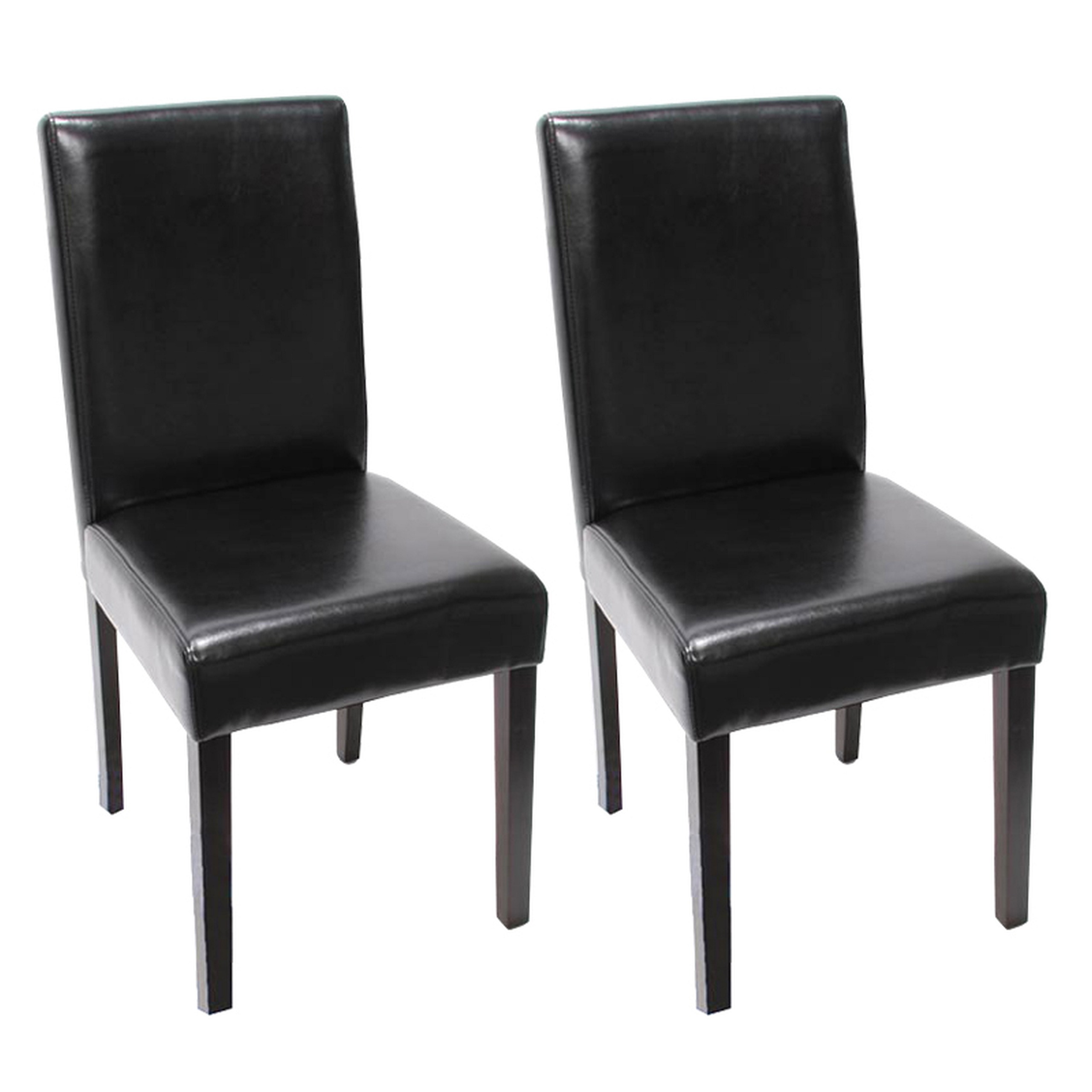 2er-Set Esszimmerstuhl Stuhl Küchenstuhl Littau ~ Leder, schwarz, dunkle  Beine von Heute-Wohnen