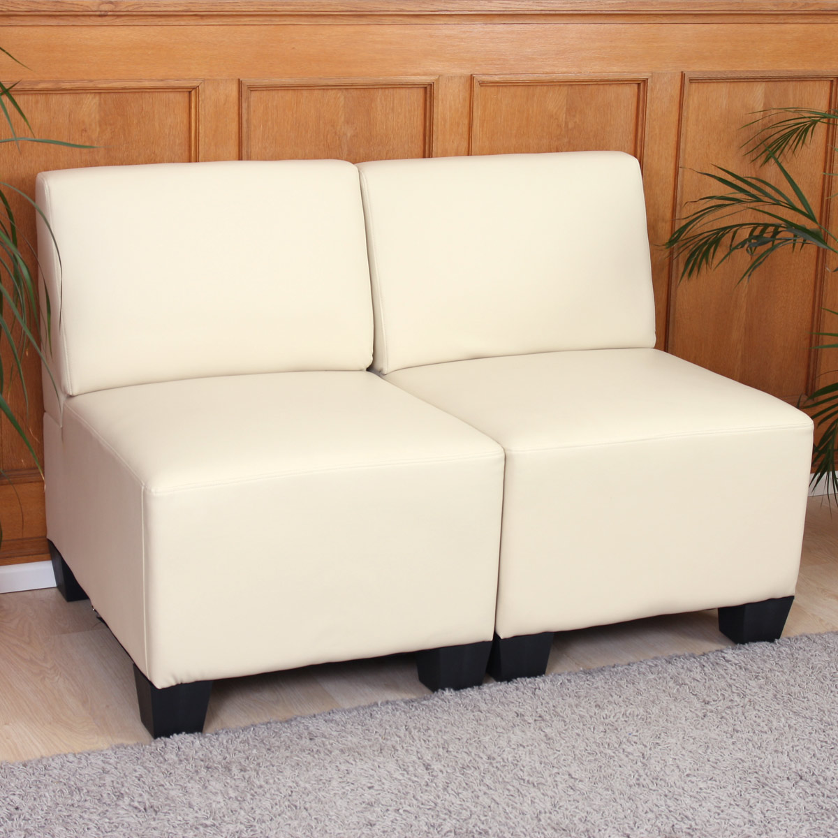 Modular 2-Sitzer Sofa Couch Lyon, Kunstleder ~ creme, ohne Armlehnen von  Heute-Wohnen