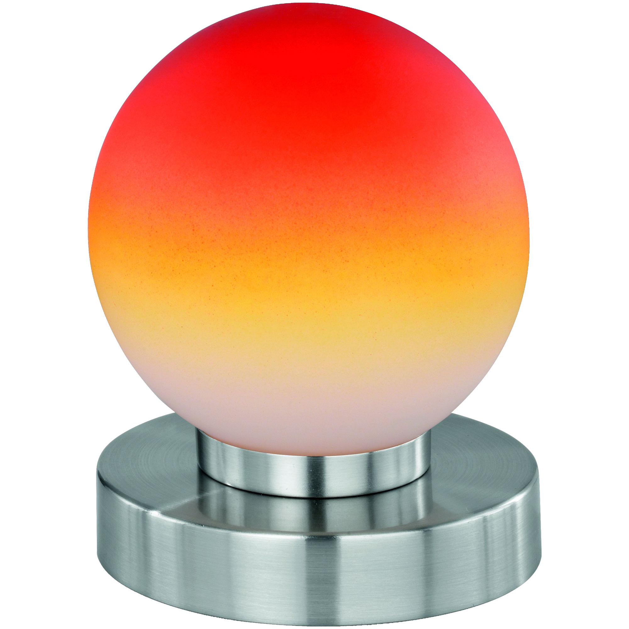 Reality|Trio Kugellampe Lampe Tischleuchte Touch Me Dimmer ~ Nickel matt,  Glas opal orange von Heute-Wohnen