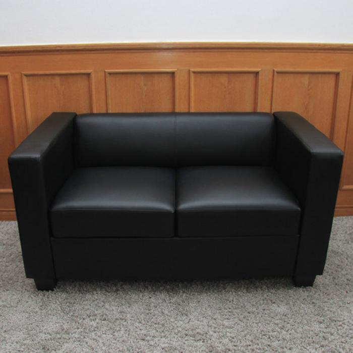 2er Sofa Couch Loungesofa Lille ~ Leder, schwarz von Heute-Wohnen