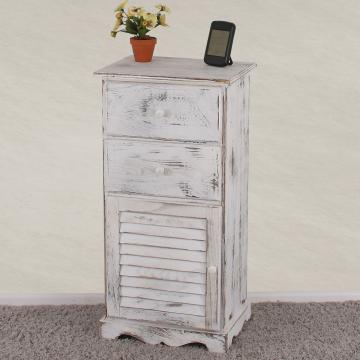 Kommode Schrank, 81x40x32cm, Shabby-Look, Vintage ~ wei