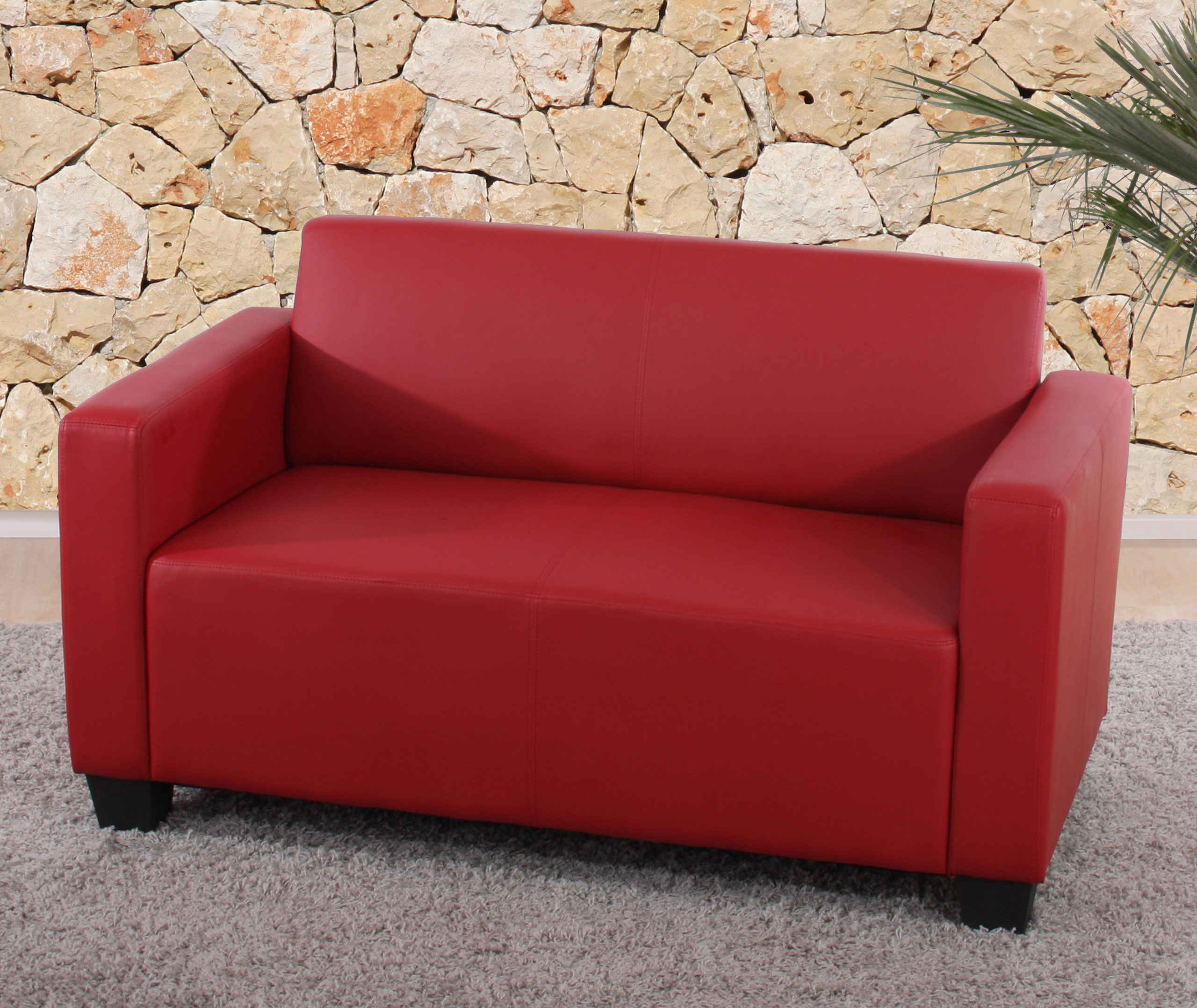 Modular 2er Sofa Couch Lyon Loungesofa Kunstleder ~ rot von Heute-Wohnen