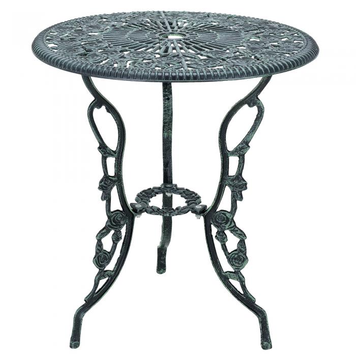 Gartenmöbelset HLO-PX14 Tisch rund mit 2 Stühlen Gusseisen ~ Grün von  Heute-Wohnen