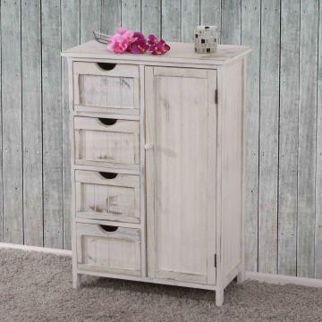 Kommode HWC-D12, Schrank Schubladenkommode, Shabby-Look Vintage 82x55x30cm ~ wei