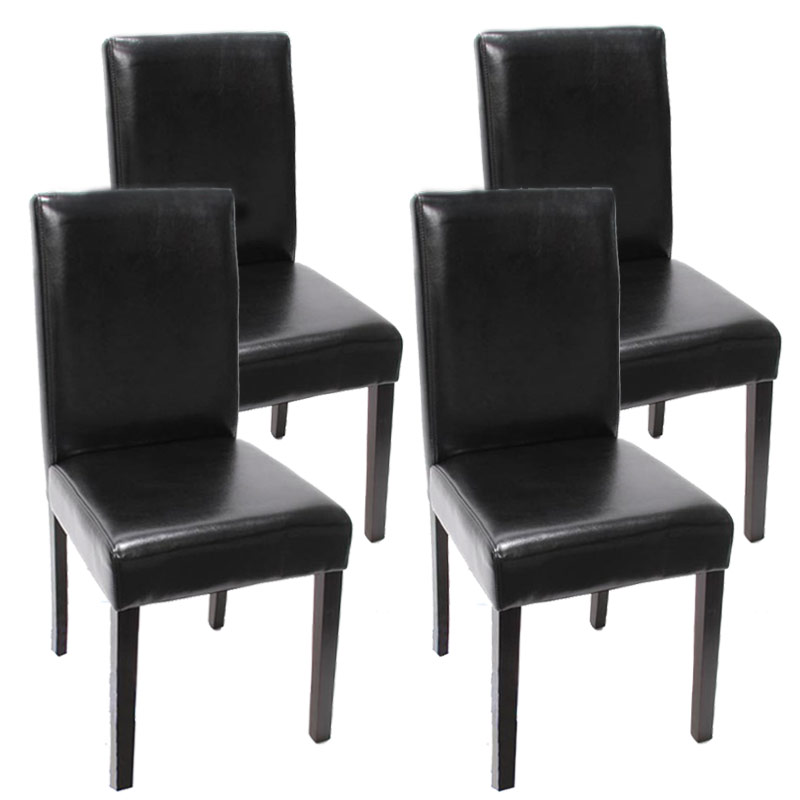 4er-Set Esszimmerstuhl Stuhl Küchenstuhl Littau ~ Leder, schwarz dunkle  Beine von Heute-Wohnen