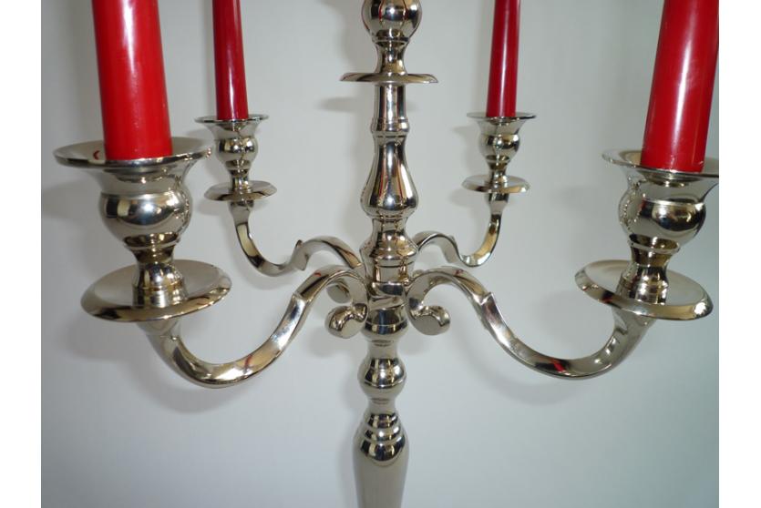 Kerzenleuchter Kerzenständer, 5-armig, aus Metall, vernickelt ~ 63 cm von  Heute-Wohnen