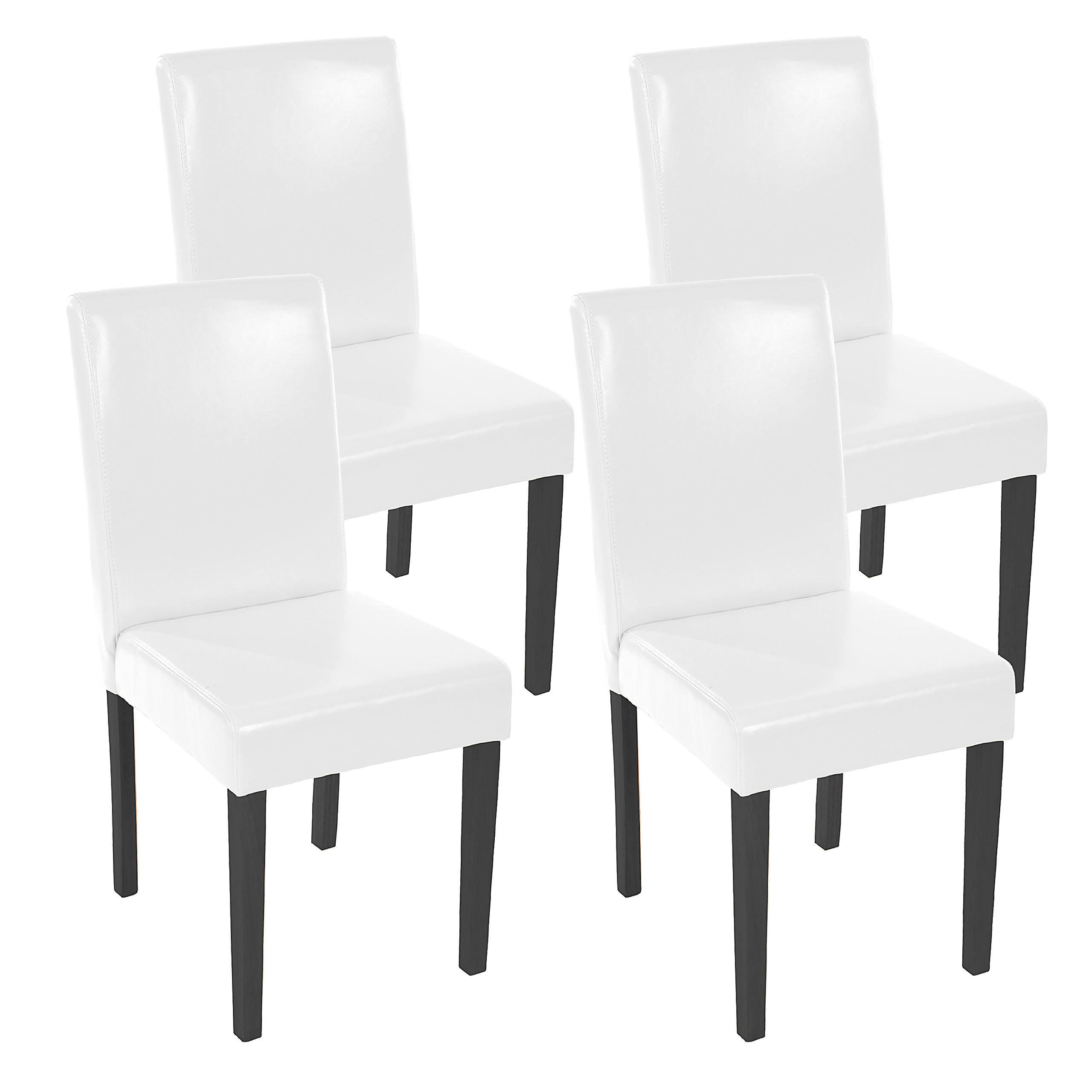 4er-Set Esszimmerstuhl Stuhl Küchenstuhl Littau ~ Leder, weiß dunkle Beine  von Heute-Wohnen