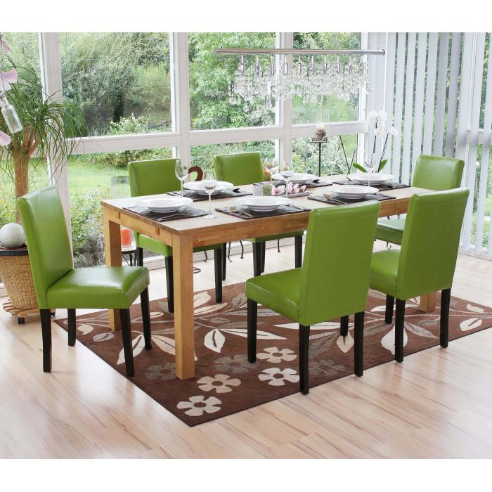 4er-Set Esszimmerstuhl Stuhl Küchenstuhl Littau ~ Kunstleder, grün, dunkle  Beine von Heute-Wohnen