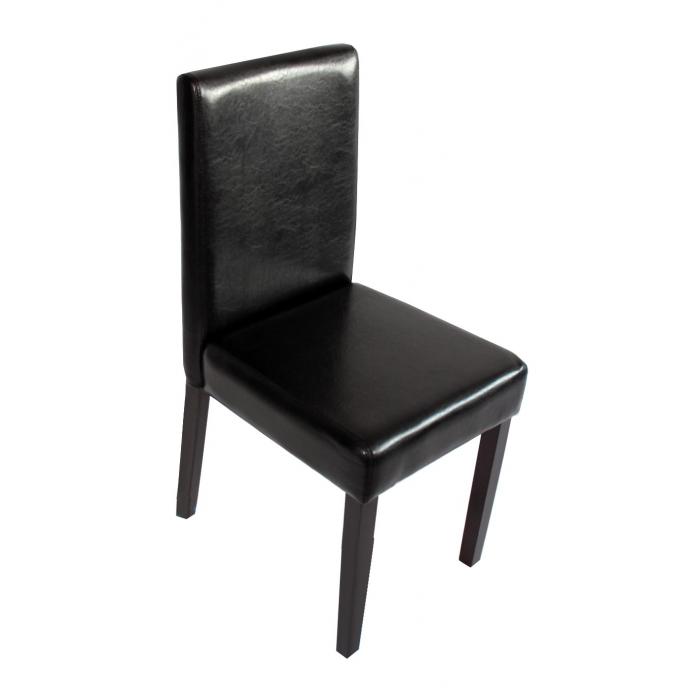 6er-Set Esszimmerstuhl Stuhl Küchenstuhl Littau ~ Kunstleder, schwarz,  dunkle Beine von Heute-Wohnen