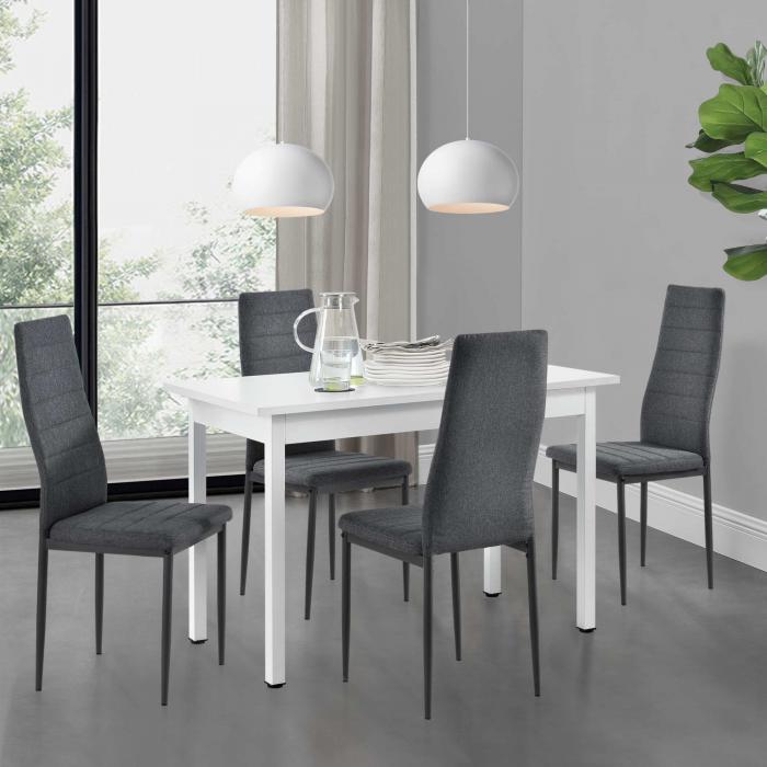 Esstisch HLO-PX25 120x60 cm 4 Stühle ~ Grau / Weiß von Heute-Wohnen